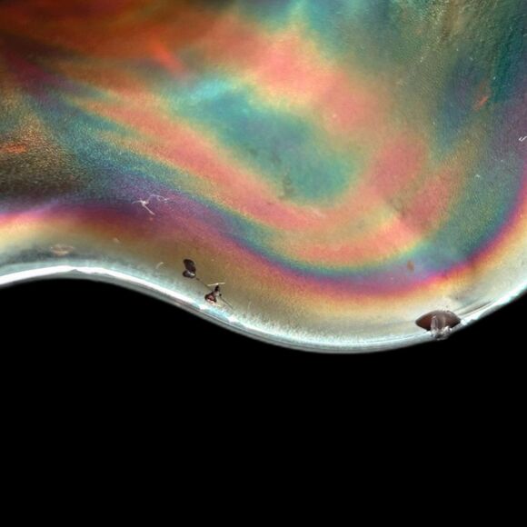 Fenton April Showers Carnival Glass Vase Ruffled Rim 6"H x5 3/4"W x 3 1/2" Base - Picture 5 of 8